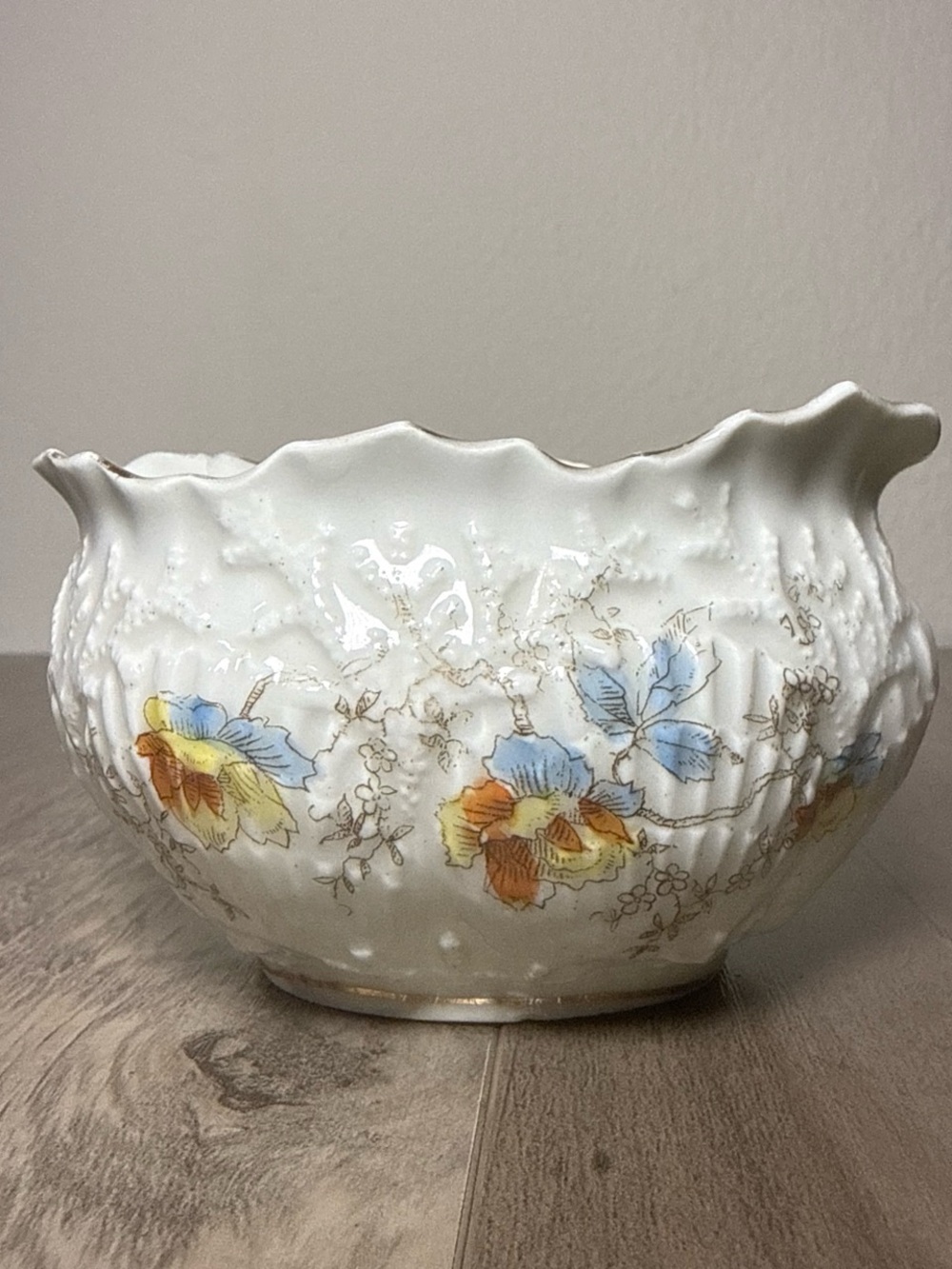 Vintage Scalloped Floral Porcelain Bowl